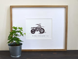 Dirtbike "Go confidently in the direction of your dreams." 8x10 archival quality fine art paper print, black and bright white.