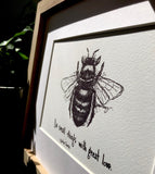 Honey Bee "Do small things with great love." 8x10 archival quality fine art paper print, great gift for teacher!