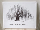 Willow Tree "Gratitude is the open door to abundance." 8x10 archival quality fine art paper print, black and white with light texture.