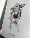 Cow "Choose HAPPY." 8x10 archival quality fine art paper print, black and white