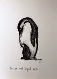 Penguins "You are loved beyond words." 8x10 black and white archival quality fine art paper print
