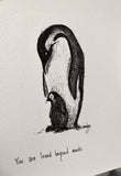 Penguins "You are loved beyond words." 8x10 black and white archival quality fine art paper print
