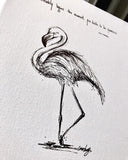 Flamingo "Beauty begins the moment you decide to be yourself. -Coco Chanel" 8x10 archival quality fine art print, black and white