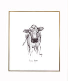 Cow "Choose HAPPY." 8x10 archival quality fine art paper print, black and white