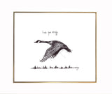 Canada Goose "Find your wings." 8x10 archival quality fine art paper print, black and bright white.