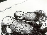 Sea Otters 2 "To love and be loved" 8x10 archival quality fine art paper print, perfect wedding or bridal shower gift!