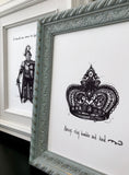 Crown "Always stay humble and kind." 8x10 lightly textured fine art print, black and bright white