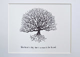 Tree "When the root is deep, there is no reason to fear the wind." 8x10 archival quality fine art paper print, black and white.