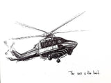 Helicopter 2 "The sky is the limit." 8x10 archival quality fine art paper print, black and white with light texture.