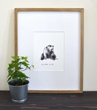 Bear- Collect moments, not things. 8x10 lightly textured fine art paper print, bright white and black