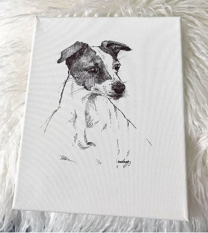 YOUR PET or HOME 8x10" Custom Artwork hand drawn by the artist. Black ink on 8x10 white canvas