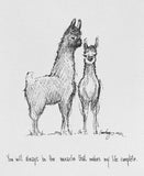 Llama mama and child "You will always be the miracle that makes my life complete". 8x10 archival quality fine art paper print