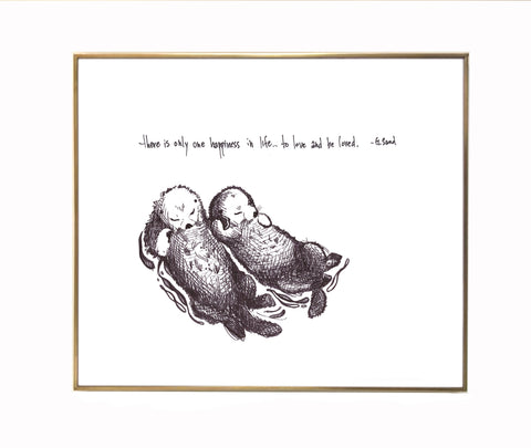 Sea Otters 2 "To love and be loved" 8x10 archival quality fine art paper print, perfect wedding or bridal shower gift!